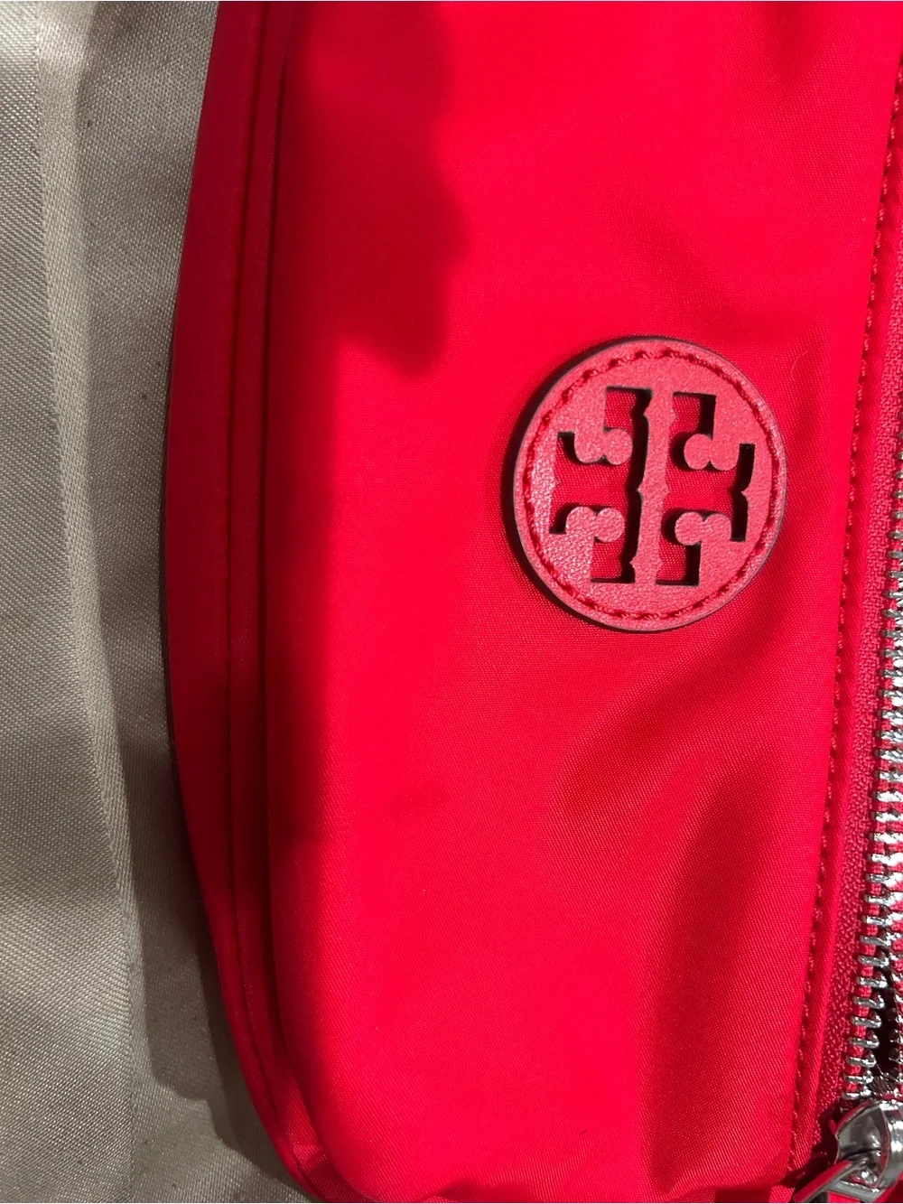 Tory Burch Vibrant Red Nylon Belt Bag with Logo